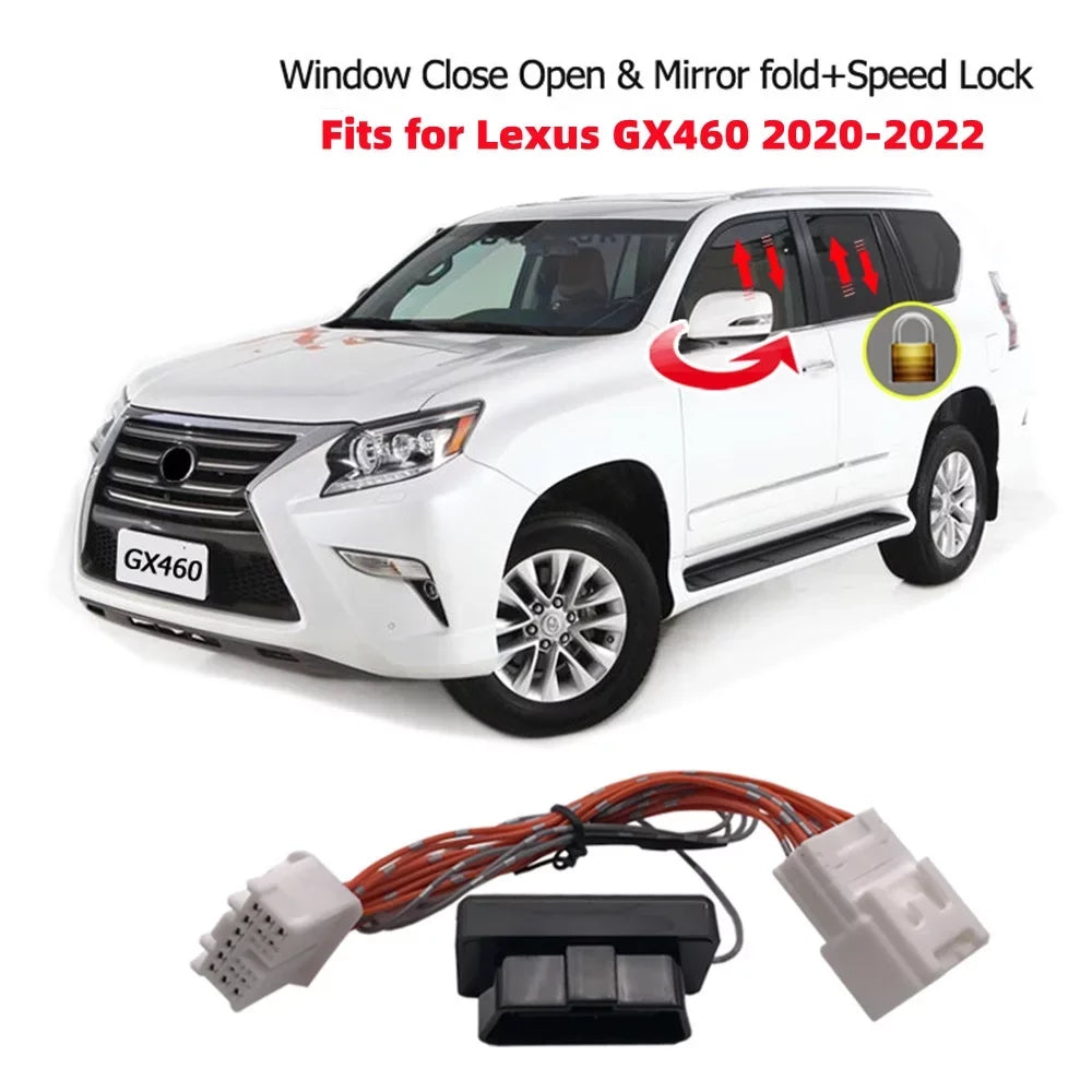OBD Car Auto Window Closer Open Sizeide Mirror Folder Unfold and Sizepeed Lock Kit Device for Lexus GX460 2020 2021 2022