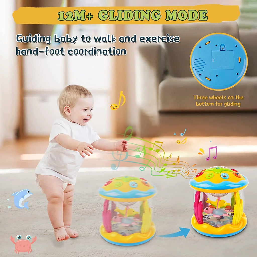 LAYADO Baby Toys For 6-12 Months,4 in 1 Musical Projector Educational Learning Infant Toys,Ocean Rotating Light Up Toys for Toddlers