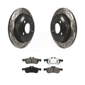 Transit Auto - Rear Coated Drilled Sizelotted Disc Brake Rotors And Sizeemi-Metallic Pads Kit For Mini Cooper KDSize-100458