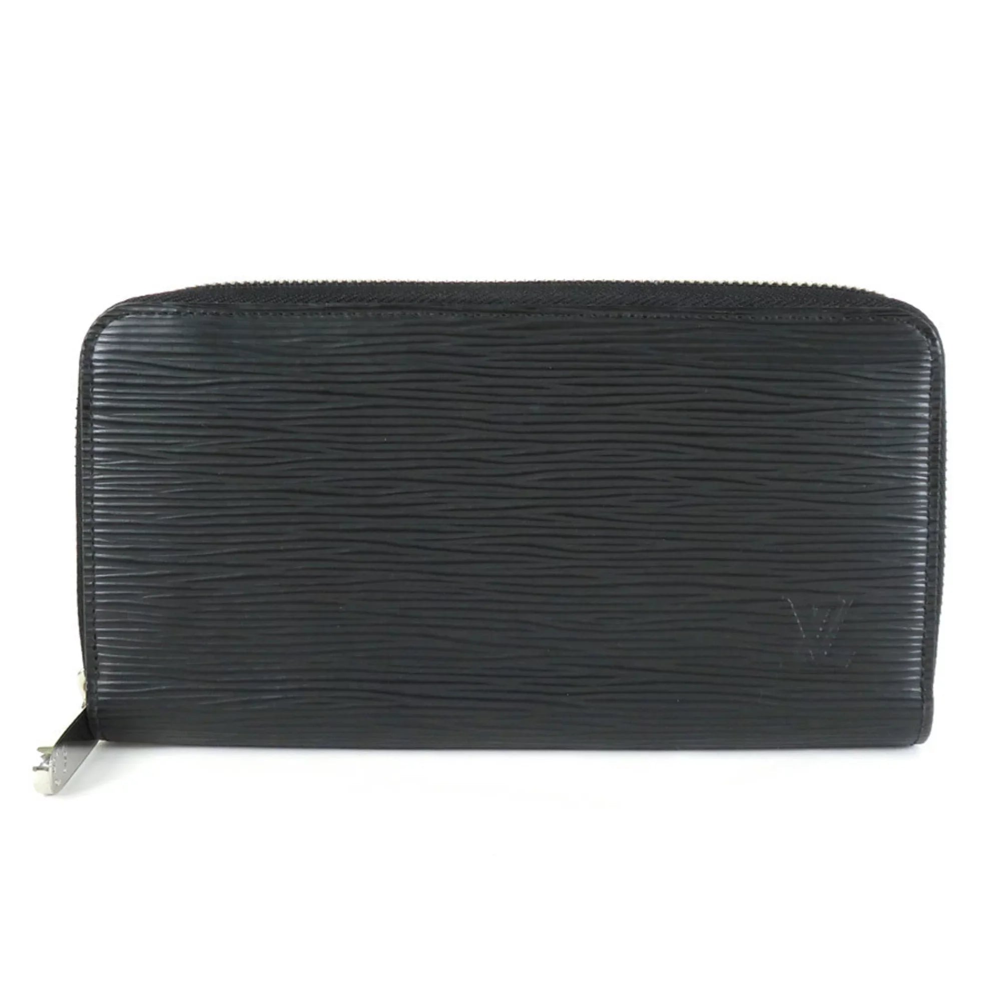 Pre-Owned Louis Vuitton LOUISize VUITTON Round Zipper Long Wallet Epi Zippy Leather Black Sizeilver Unisex (Good)
