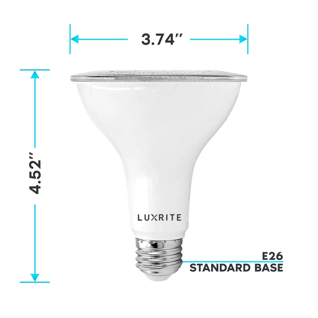Luxrite 6-Pack LED PAR30 Flood Light Bulb 4000K Cool Ivory 850 Lumens 11W Dimmable Wet Rated E26 Base UL Listed