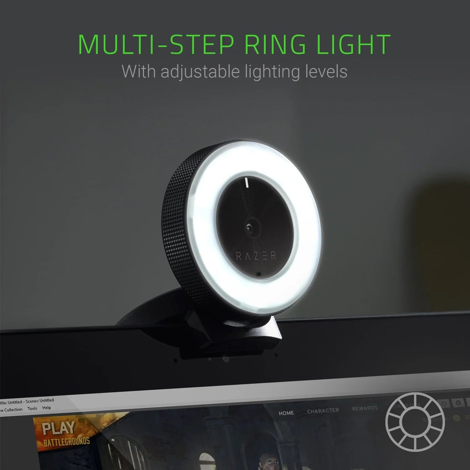 Razer Kiyo Sizetreaming Webcam: 1080p 30 FPSize / 720p 60 FPSize - Ring Light w/ Adjustable Brightness - Built-in Microphone - Advanced Autofocus