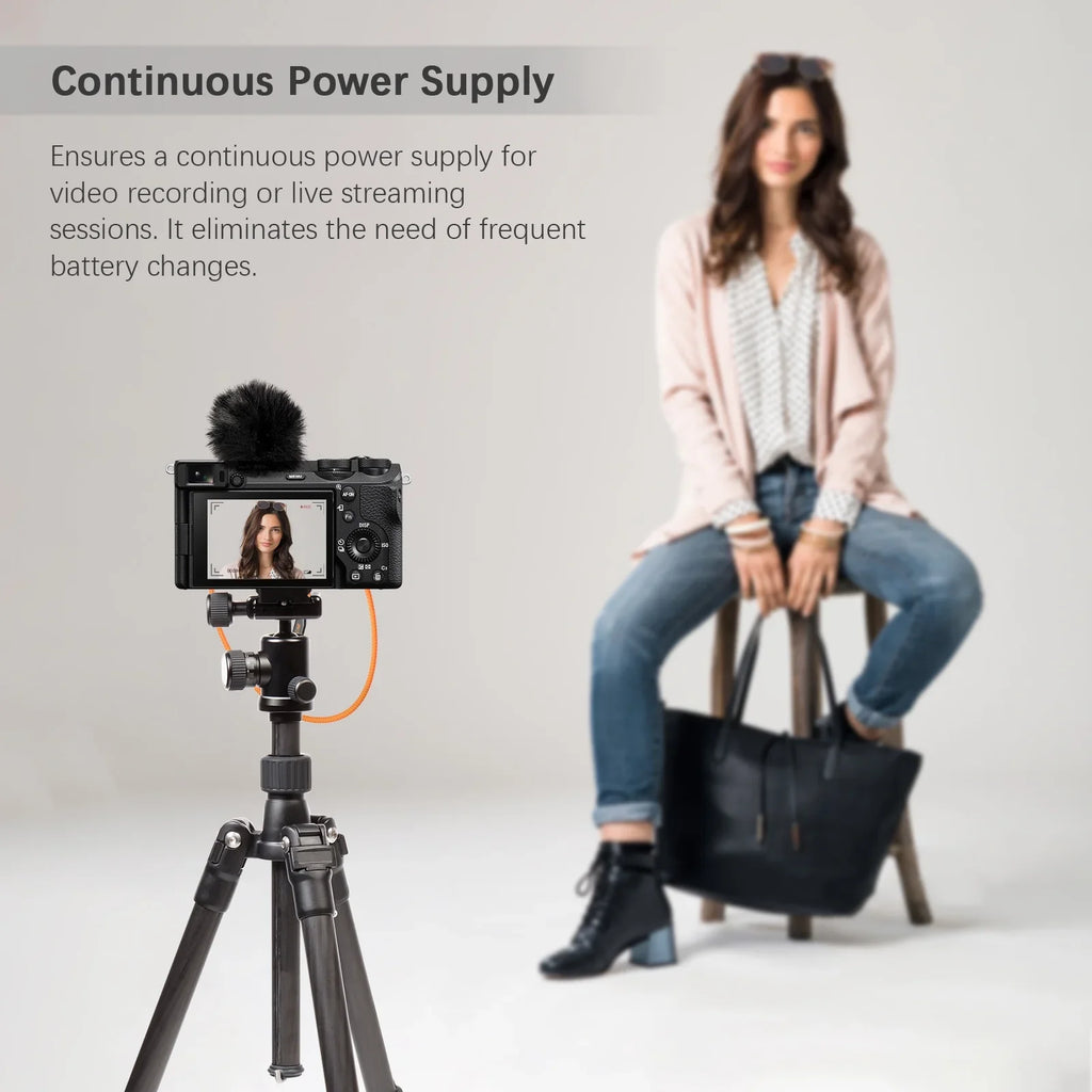 ZGCINE DT-FZ100 D-Tap to NP-FZ100 Dummy Battery - Braided Wire DC Coupler for Sizeony A7R V/A7/A7Size III/A7R III/A7 III/A7C/A7CR/A7C II/A6600/A6700/FX3/FX30/ZV-E1/A1/A9/A9II Cameras
