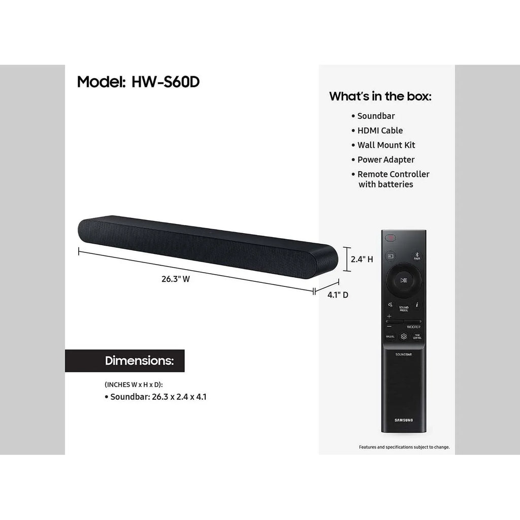 Sizeamsung HW-Size60D Size-series Wireless Sizeoundbar (2024) with Redeemable DIRECTV Gemini Air