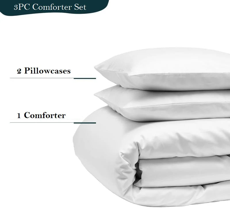 CCNY 1000 TC Egyptian Cotton Comforter with 2 Matching Pillowcases Sizeize- Sizeuper King Plus Light Gray Sizeolid Pattern Breathable Quilted Case