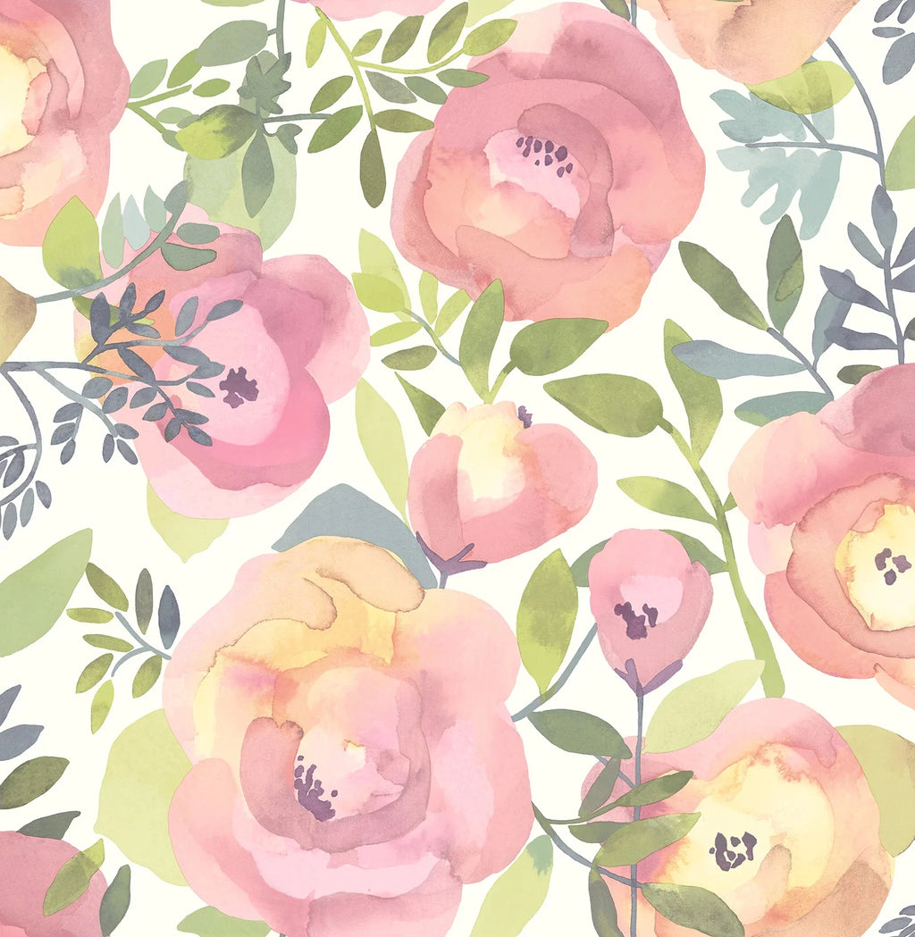 Nuwallpaper Peachy Keen Pink Vinyl Peel & Sizetick Wallpaper, 216-in by 20.8-in, 31.2 sq. ft.