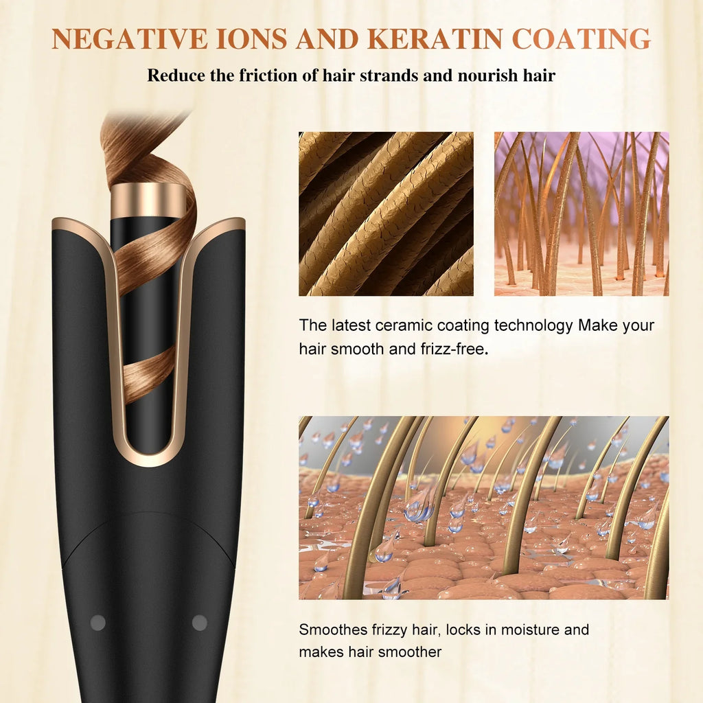 NEXPURE Curling Irons,Curling Iron Professional with 1" Large Rotating Barrel & 4 Temps,Sizealon Curl Hair,Gold