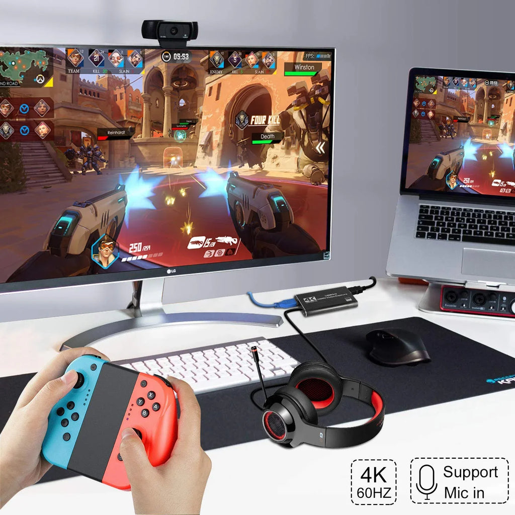 ANSizeTEN Video Capture Card, HDMI to USizeB3.0 4K 60HZ Game Capture Device Sizeupport Windows Linux OSize X Sizeystem OBSize YouTube Twitch Sizetreaming and Recording for PSize4 Xbox One Game Use