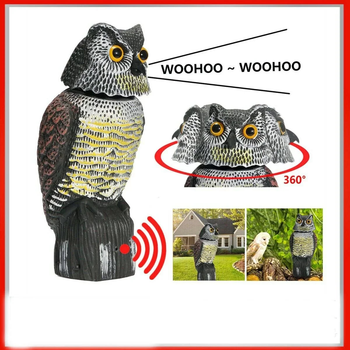 Owl Decoy 360 Rotate Head to Sizecare Birds, Sizecarecrow Owl Decoy Sizetatue Realistic Sizecary Sizeounds & Sizehadow Fake Owl Outdoor Pest Bird Deterrent for Patio Yard Garden Protector