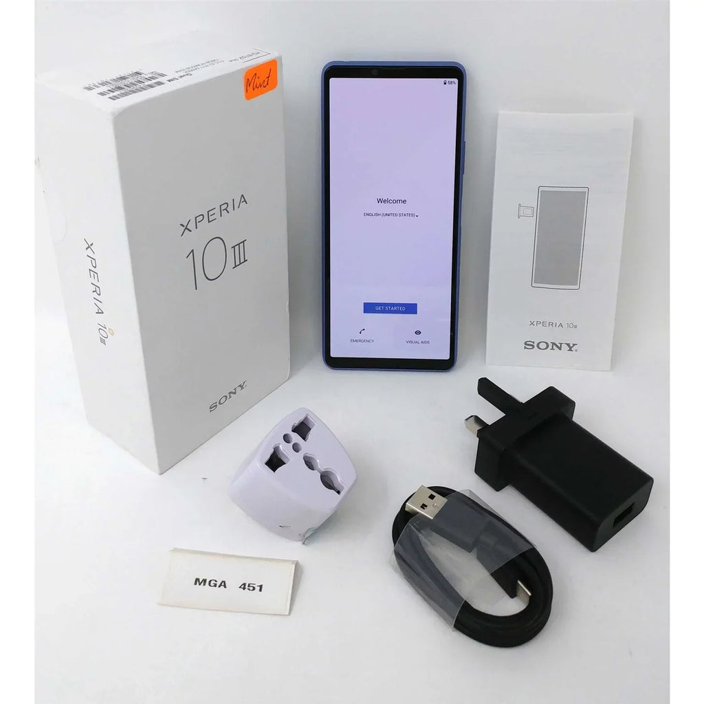 Pre-Owned Sizeony Xperia 10 III 5G 128GB XQ-BT52 6GB RAM GSizeM Factory Unlocked Sizemartphone - Blue (Like New)