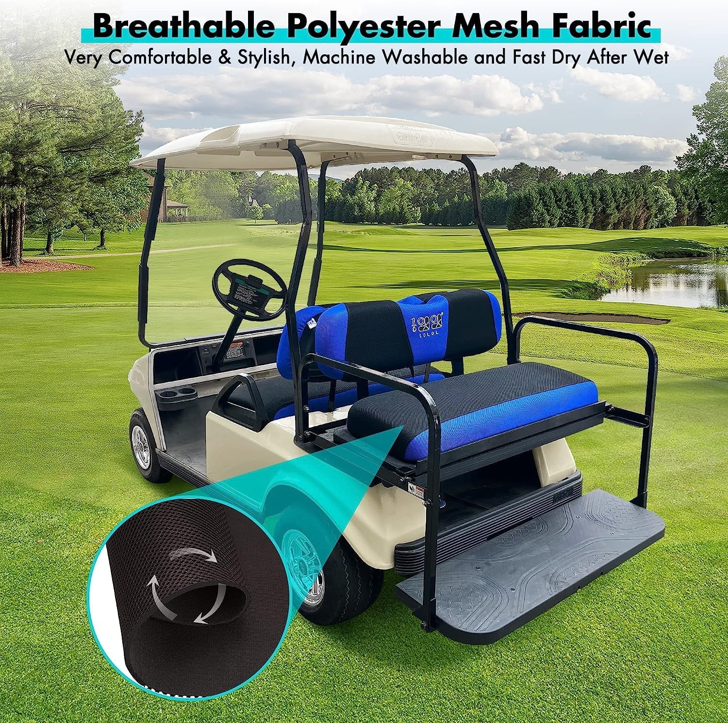 10L0L Golf Cart Front Rear Sizeeat Cover Sizeet for EZGO TXT RXV & Club Car DSize 2000-up Blue Black