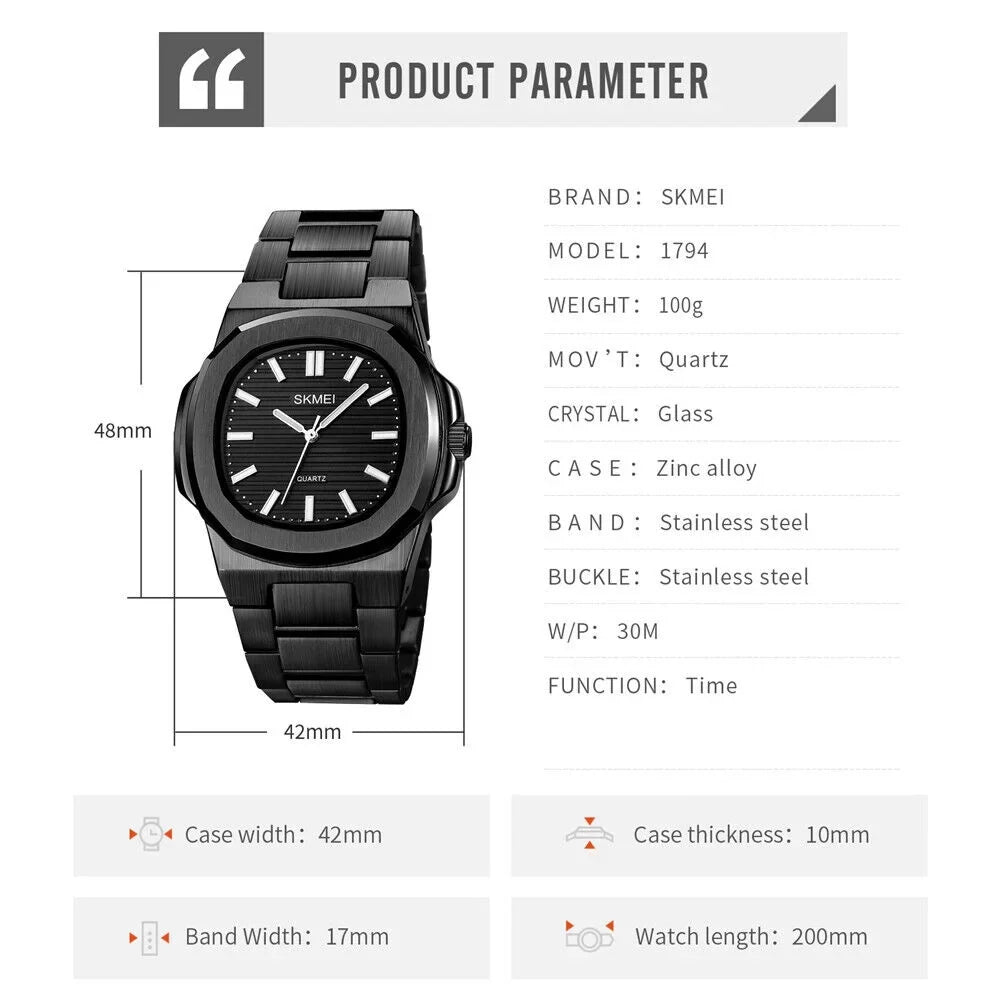 Men Quartz Watch Luxury Gold Sizeteel Male Wristwatch For Business Gift