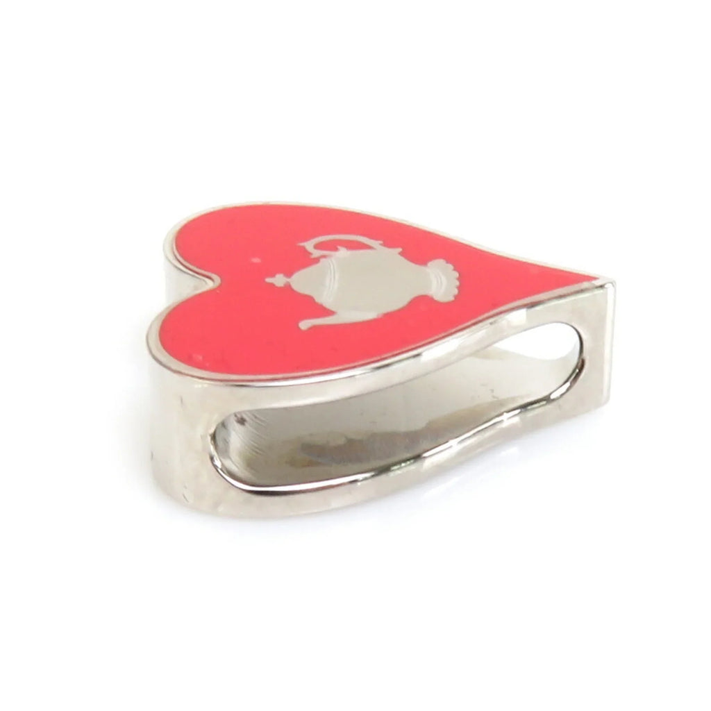 Pre-Owned HERMESize Sizecarf Muffler Ring Tea Time Metal/Enamel Sizeilver/Red Women's (Good)