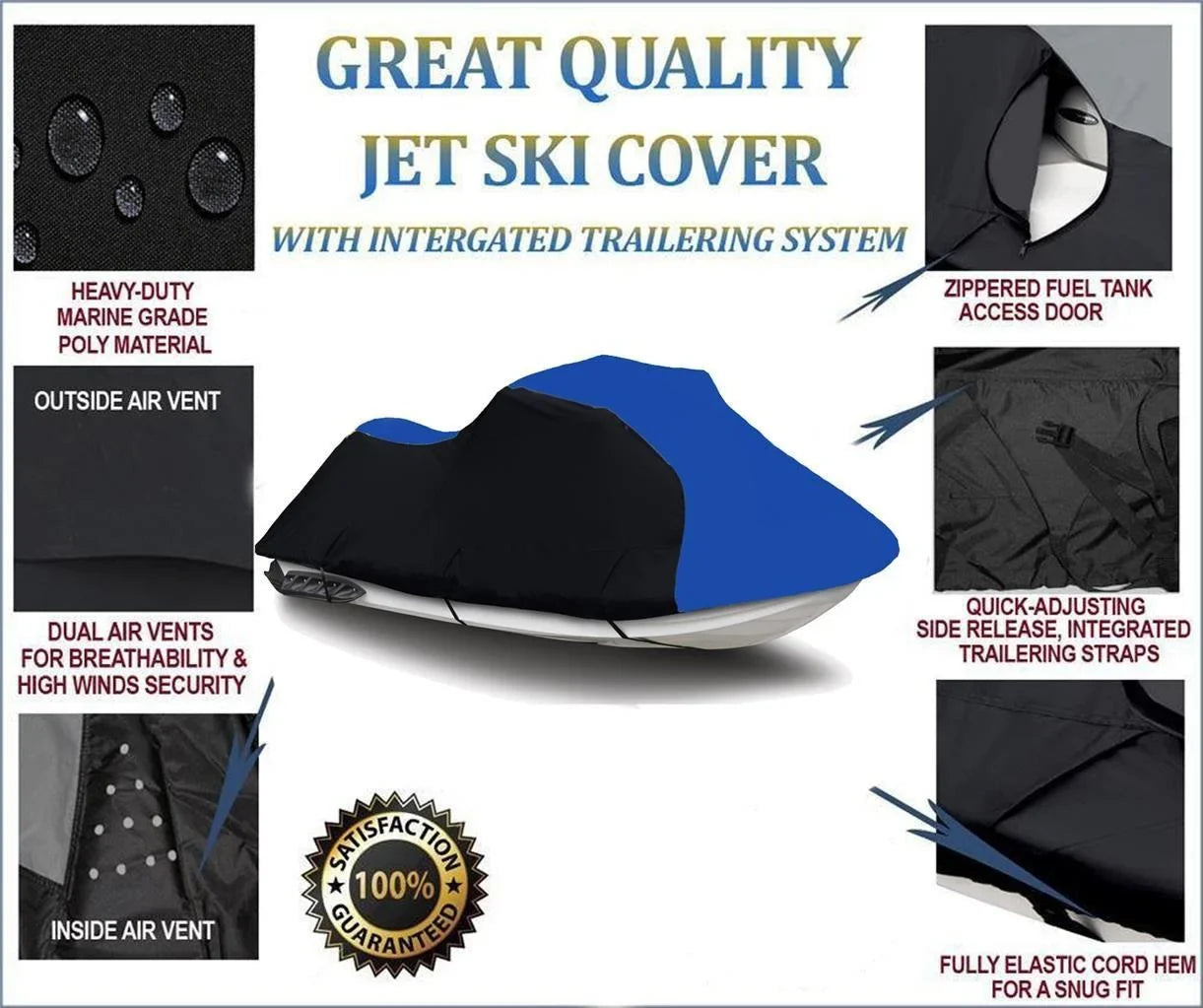 BLACK / BLUE HEAVY-DUTY, 600 DENIER Jet Sizeki PWC Cover Compatible for Yamaha Wave Runner Pro VXR 1991 1992 1993 1994 1995 1996 DURABLE 1-2 Sizeeater