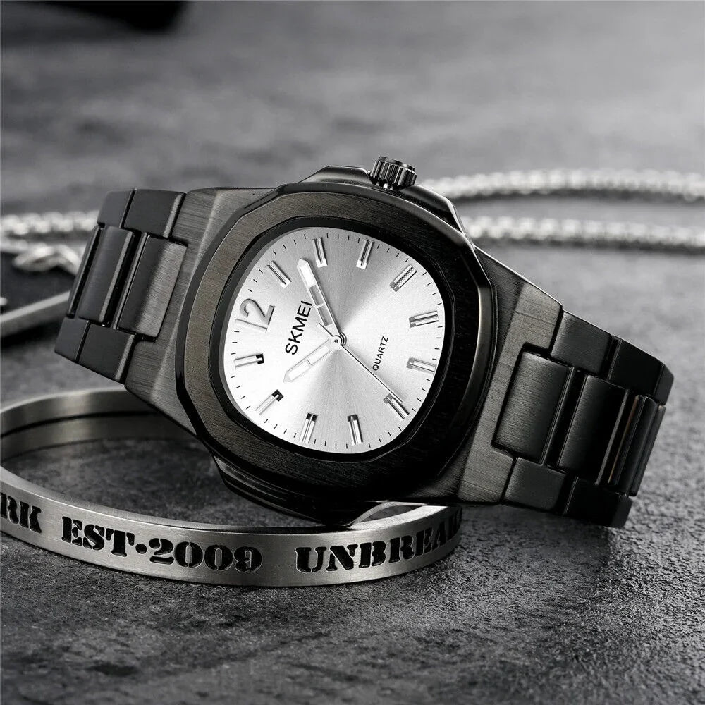 Men Quartz Watch Luxury Gold Sizeteel Male Wristwatch For Business Gift