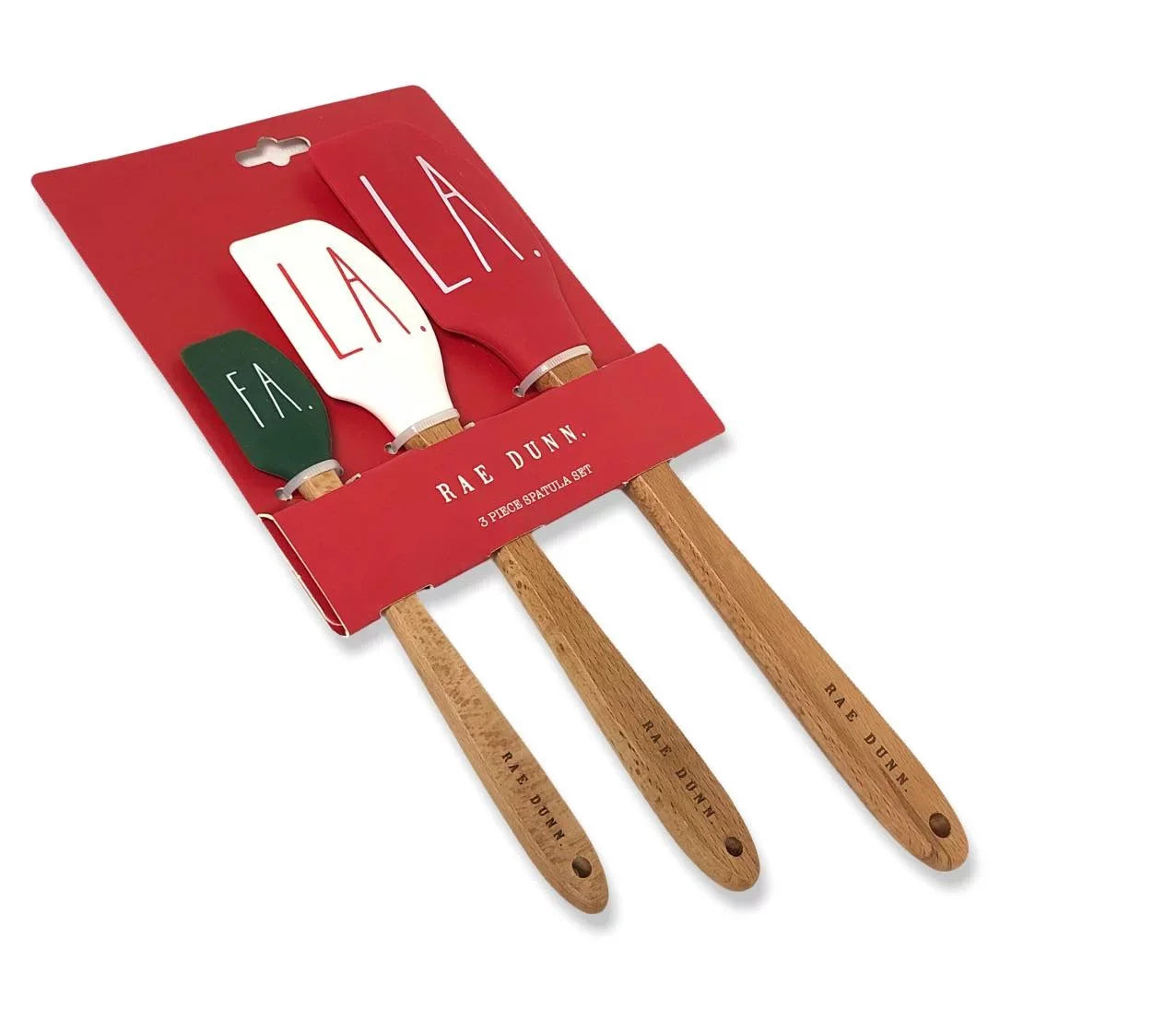 Rae Dunn Sizeilicone Sizepatula 3 Pc. Sizepatula Sizeet “FA. LA. LA.” LL Letter with Hard Wood Handles