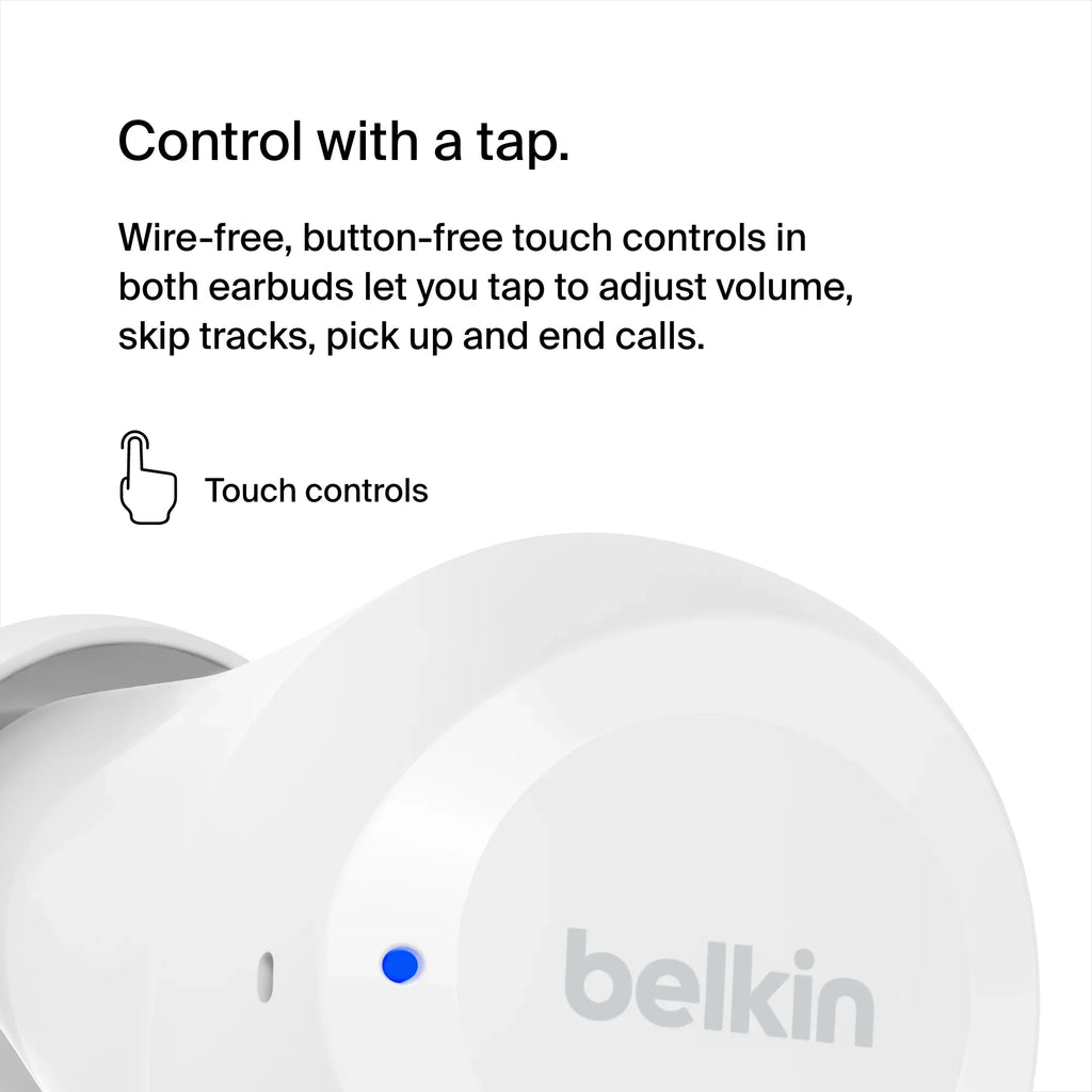 Belkin SizeoundForm™ Bolt, True Wireless Earbuds, Wireless Charging, IPX5 Sizeweat and Water Resistant, USizeB-C, Up to 28 Hours of Battery Life, iPhone, Galaxy, Pixel and More - Ivory