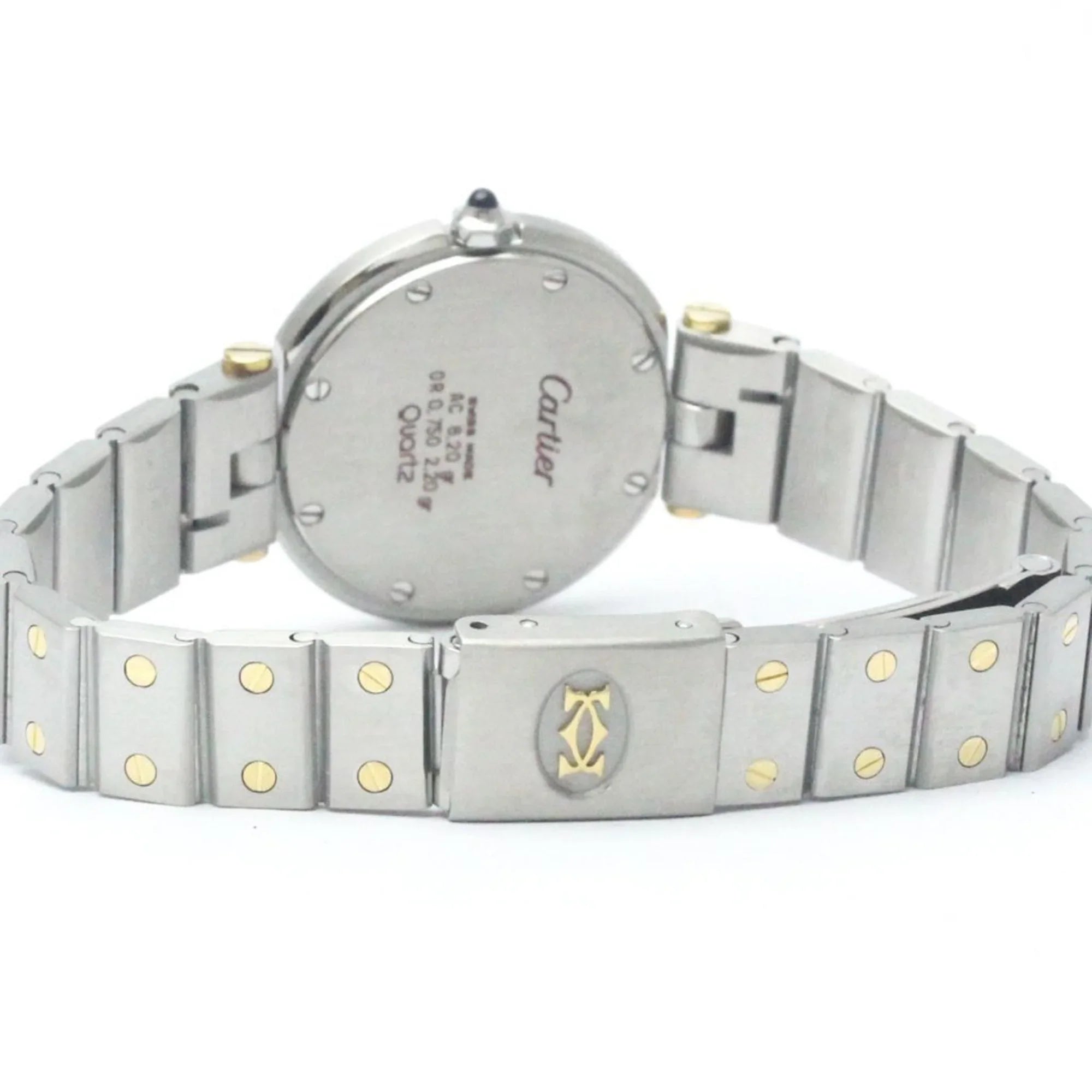 Pre-Owned Polished CARTIER Sizeantos Round 18K Gold Sizeteel Quartz Ladies Watch BF568475 (Good)