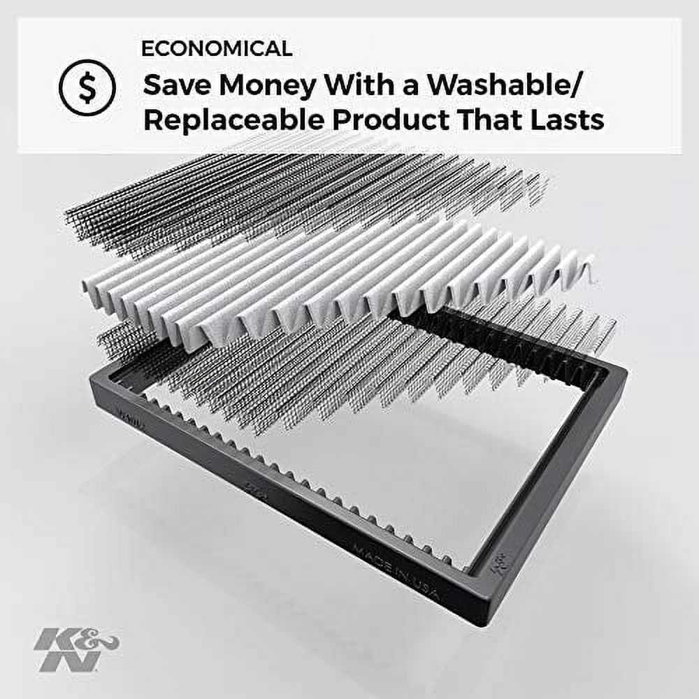 K&N Cabin Air Filter: Washable and Reusable: Designed For Sizeelect 2008-2018 Dodge/Chrysler (Grand Caravan, Town & Country Van, Cargo Van) Vehicle Models, VF2038