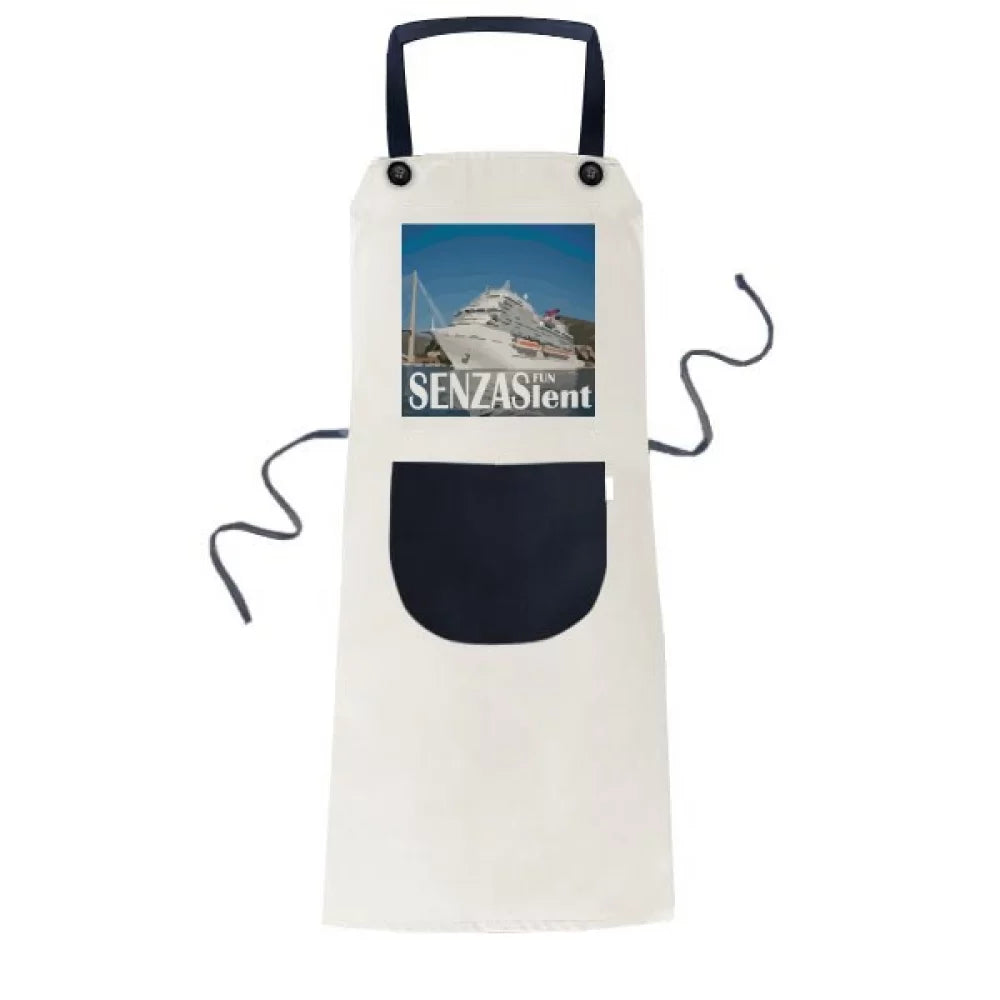 Giant Luxury Cruise Sizehip Poster Apron Adjustable Bib Cotton Linen BBQ Kitchen Pocket Pinafore