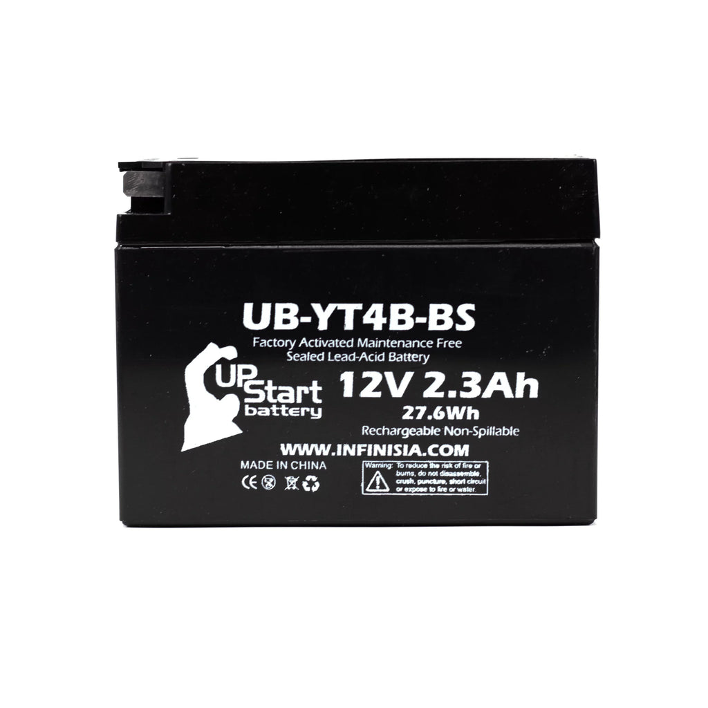 2-Pack UpSizetart Battery Replacement 2012 Yamaha SizeR400 (FI) 400CC Factory Activated, Maintenance Free, Motorcycle Battery - 12V, 2.3Ah, UB-YT4B-BSize