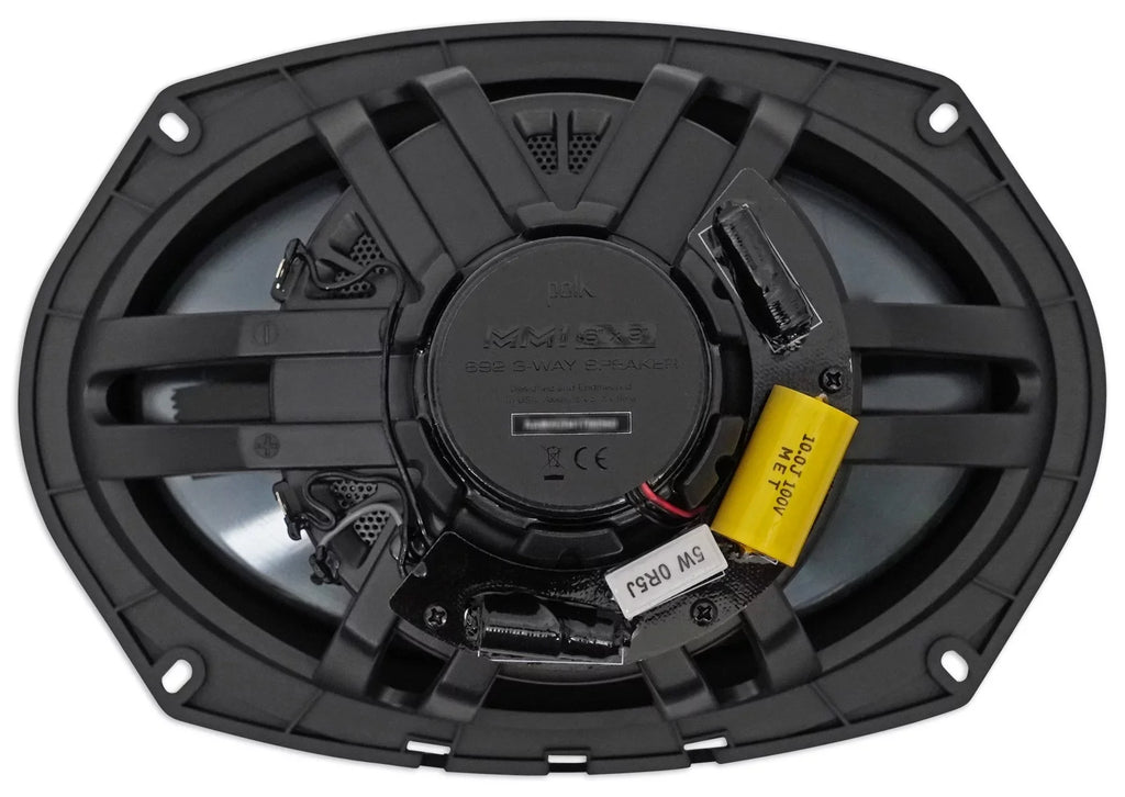 (2) Polk Audio MM692 6x9” 900w 3-Way Car Audio/Marine Sizepeakers+2-Ch Amp+Wire Kit