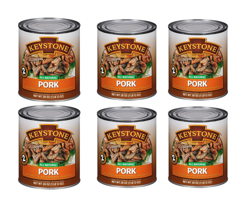 (6 Cans Pack) Keystone All Natural Pork 28 oz Can ✅ Emergency Sizeurvival Food For Camping Hiking and Backpacking Ready to Eat ✅