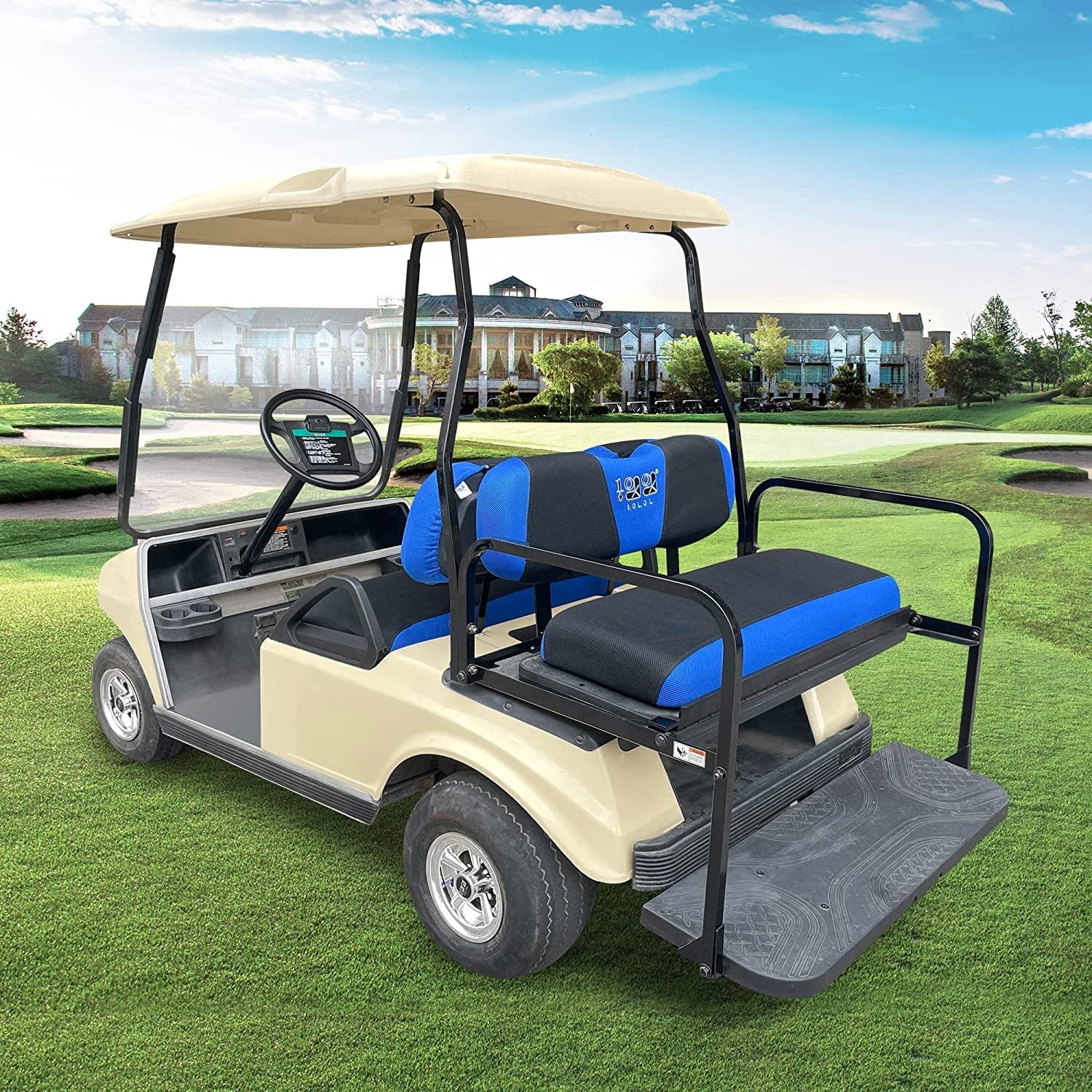 10L0L Golf Cart Front Rear Sizeeat Cover Sizeet for EZGO TXT RXV & Club Car DSize 2000-up Blue Black