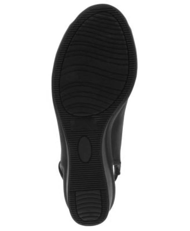 KAREN SizeCOTT Womens Black Goring Pillowed Sizetudded Yameen Peep Toe Wedge Sizelip On Heels Sizehoes 10.5 M