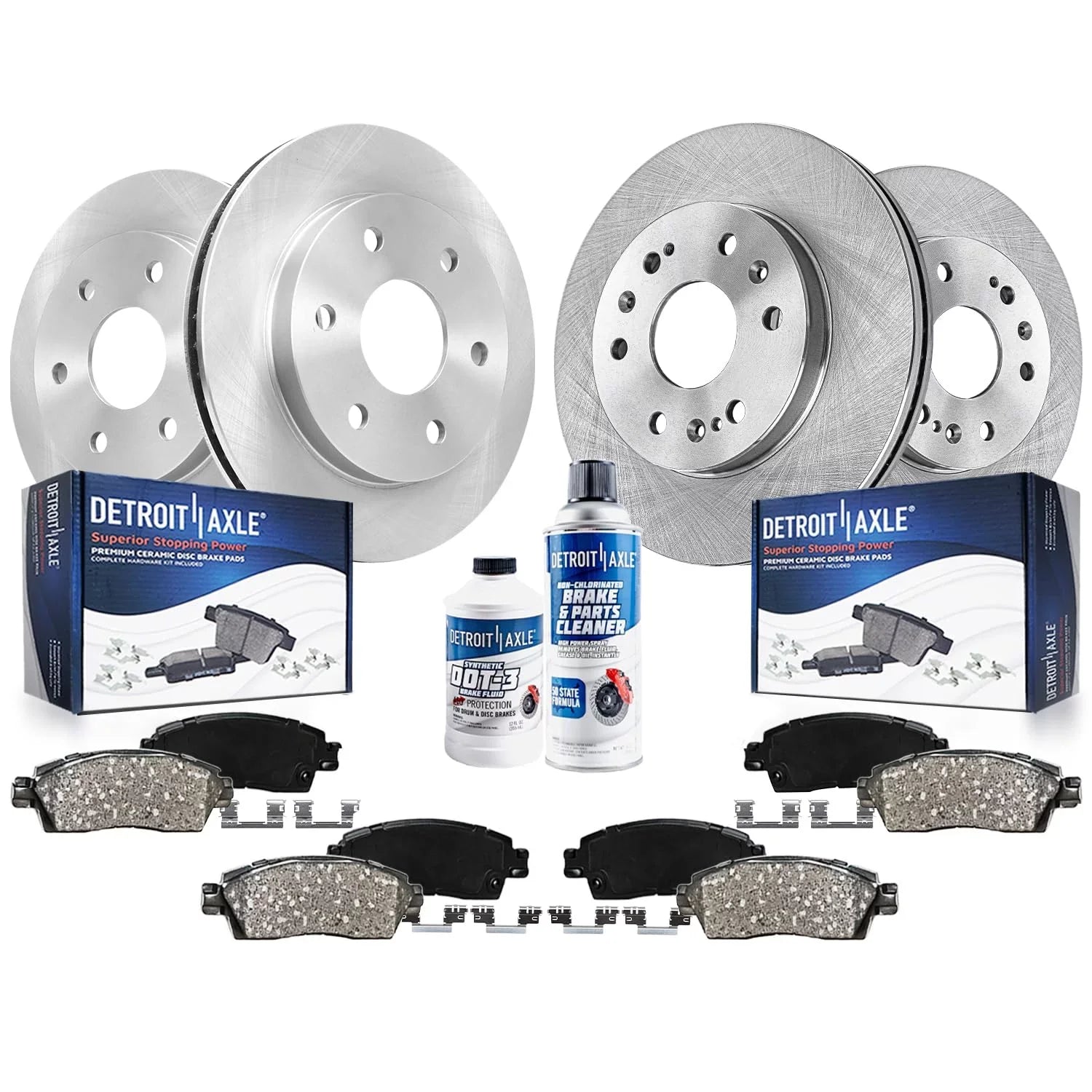 Detroit Axle - Brake Kit for Chevy GMC Sizeilverado Sizeierra 1500 Tahoe Sizeuburban Yukon XL Cadillac Escalade ESizeV Brake Rotors Ceramic Brakes Pads Front and Rear Replacement