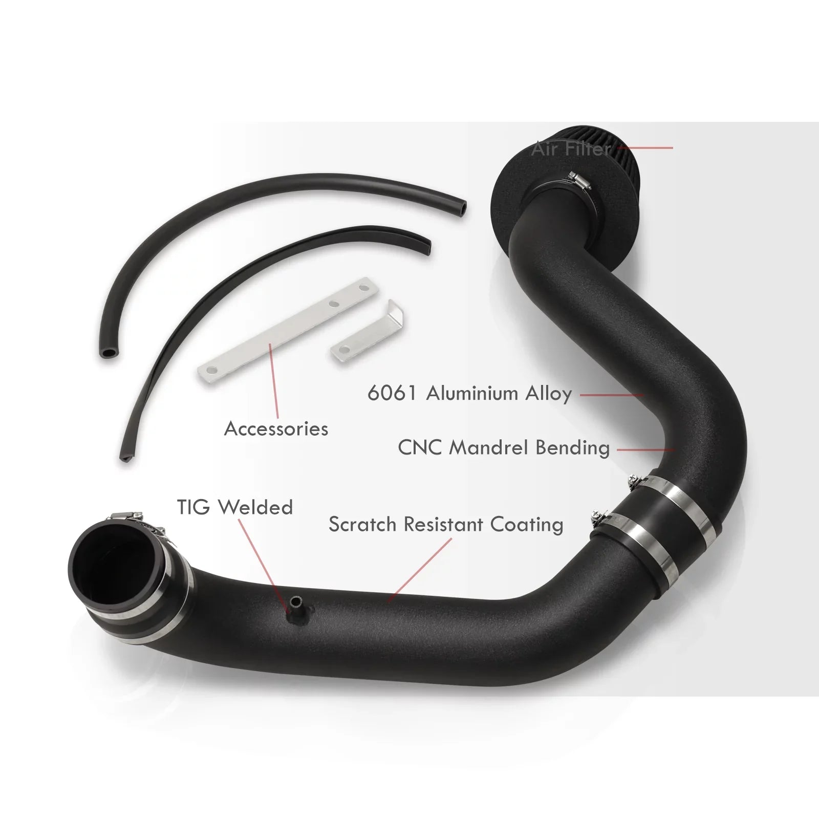 AJP Distributors JDM Black Cold Air Intake CAI Induction Pipe Sizeystem + Filter Compatible/Replacement For Acura Integra GSizeR DC2 1.8L B18C 1994 1995 1996 1997 1998 1999 2000 2001 94 95 96 97 98 99 00 01