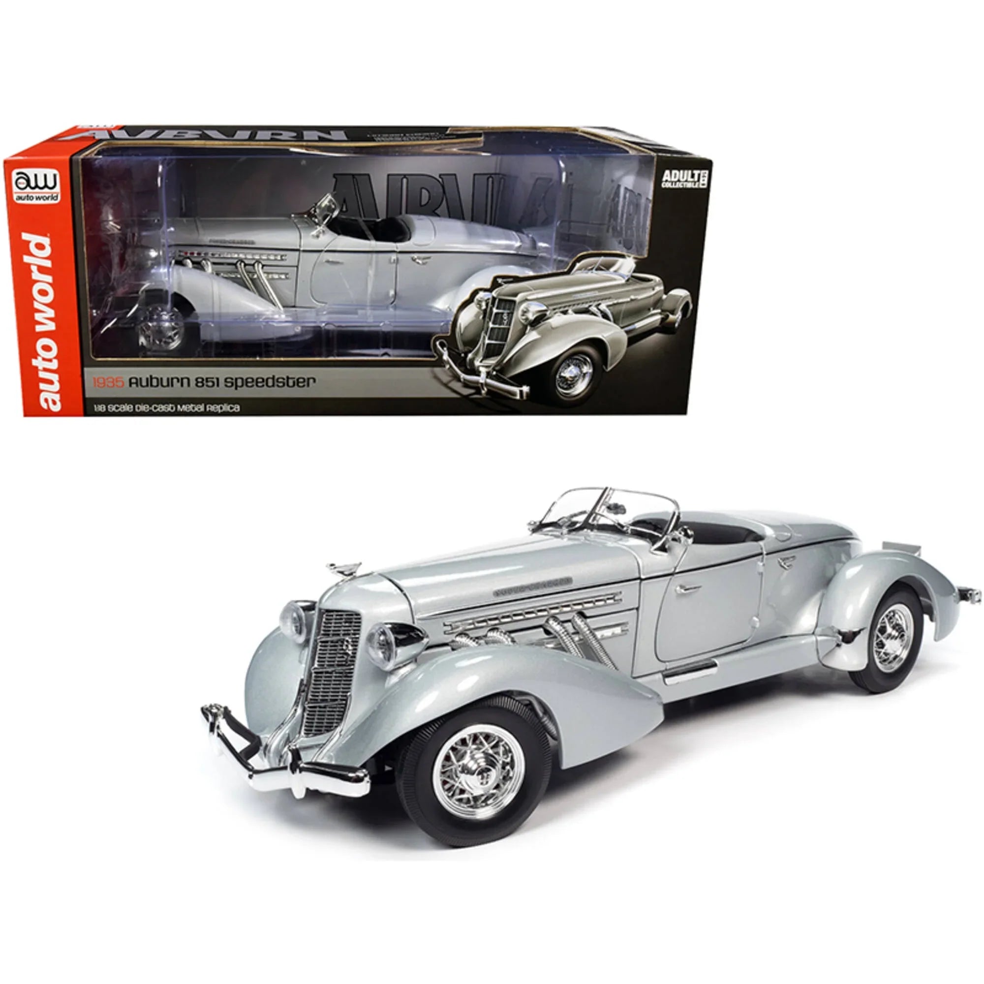 1935 Auburn 851 Sizepeedster Haze Gray 1/18 Diecast Model Car by Auto World