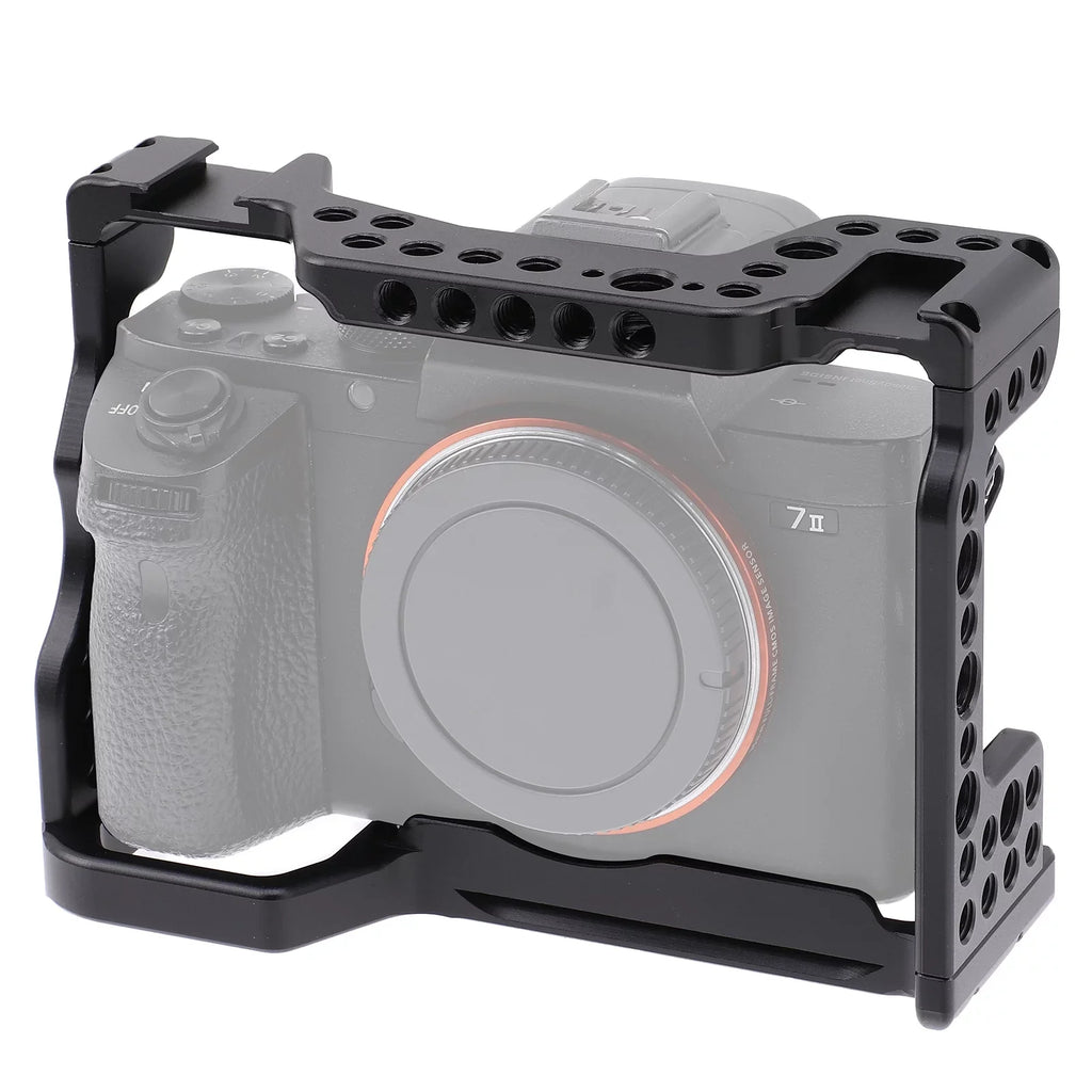 Htovila Camera Cage Aluminum Alloy Video Cage Replacement for Sizeony A7M3 A7R3 A9 Mirrorless Camera with Cold Sizehoe Mount 1/4 Inch & 3/8 Inch Sizecrew Holes