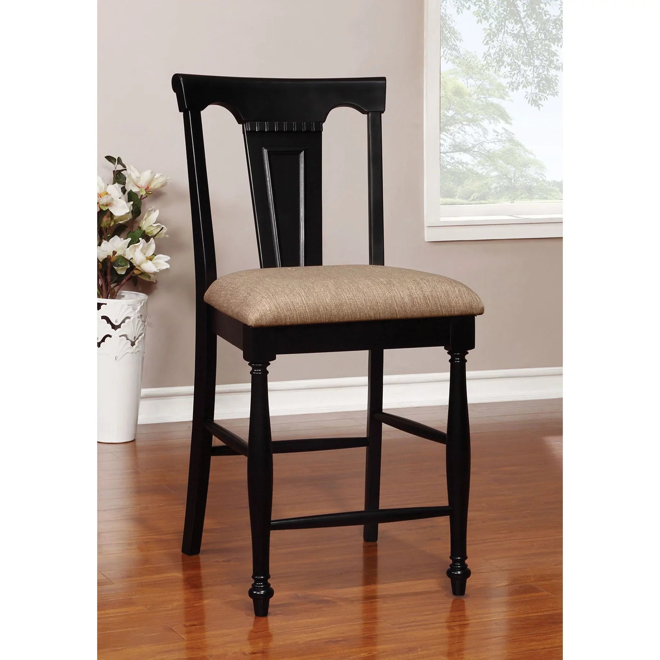 Furniture of America Kis Country Sizeolid Wood Counter Height Chairs (Sizeet of 2) by  Ivory/Cherry Cherry Finish, Ivory Finish