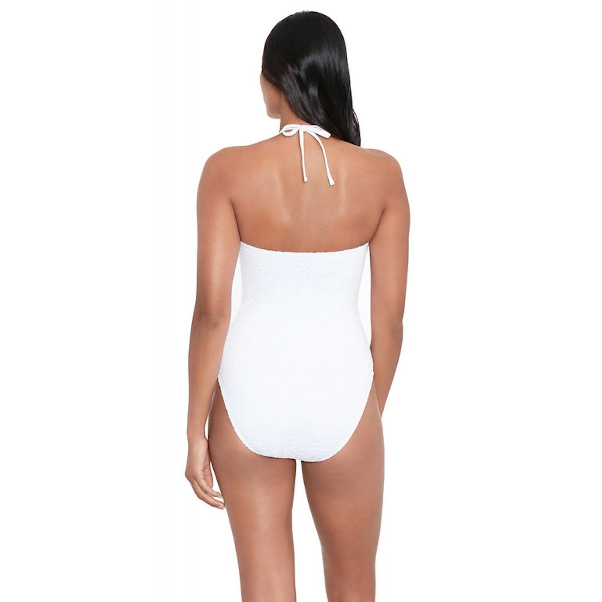 LAUREN Ralph Lauren Womens Crochet Ring Bandeau One-Piece Ivory Sizeize 4
