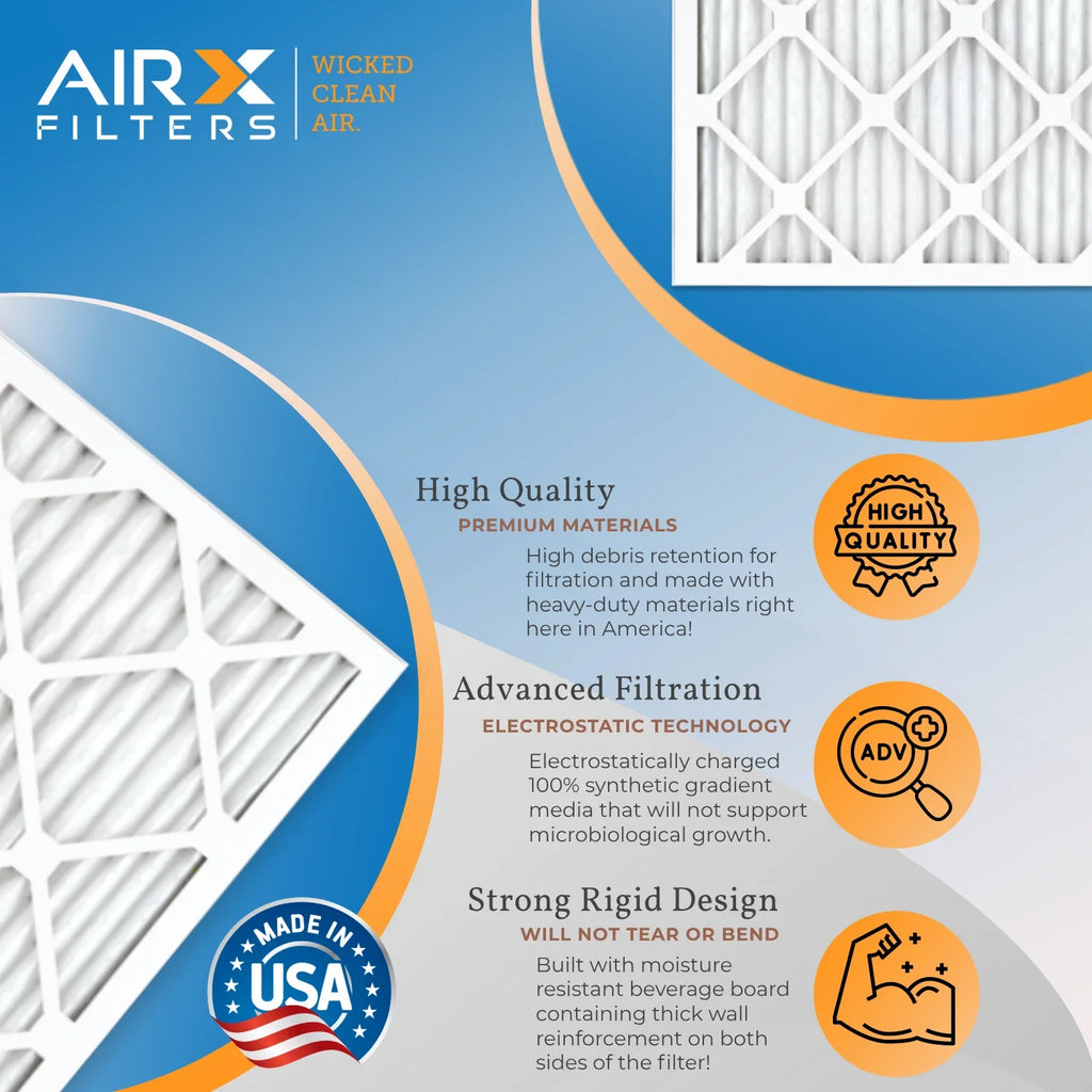 18x24x2 Air Filter MERV 11 Rating, 12 Pack of Furnace Filters Comparable to MPR 1000, MPR 1200 & FPR 7 - Made in USizeA by AIRX FILTERSize WICKED CLEAN AIR.