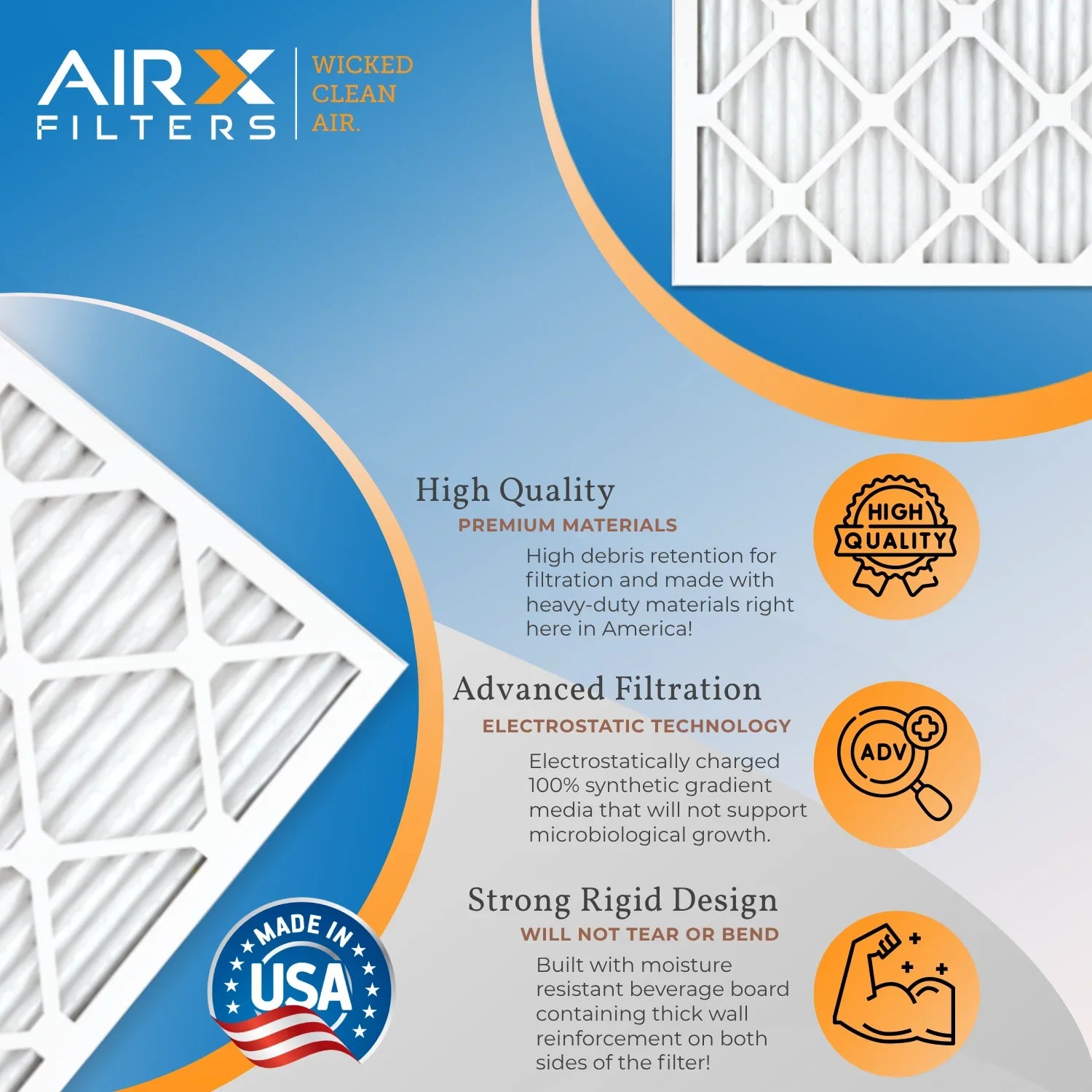 12x20x1 Air Filter MERV 8 Comparable to MPR 700 & FPR 5 Electrostatic Pleated Air Conditioner Filter 6 Pack HVAC AC Premium USizeA Made 12x20x1 Furnace Filters by AIRX FILTERSize WICKED CLEAN AIR.