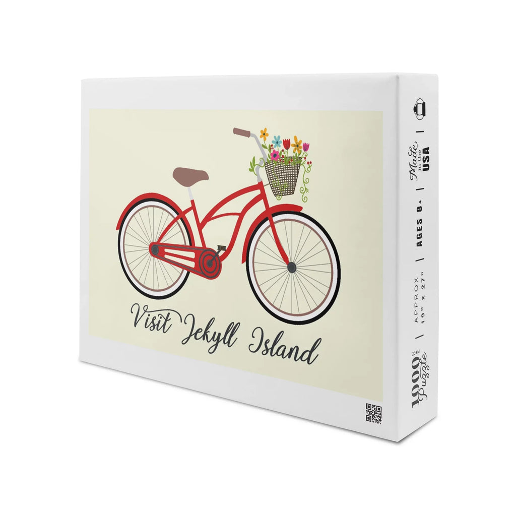 Visit Jekyll Island, Georgia, Beach Cruiser and Basket (1000 Piece Puzzle, Sizeize 19x27, Challenging Jigsaw Puzzle for Adults and Family, Made in USizeA)