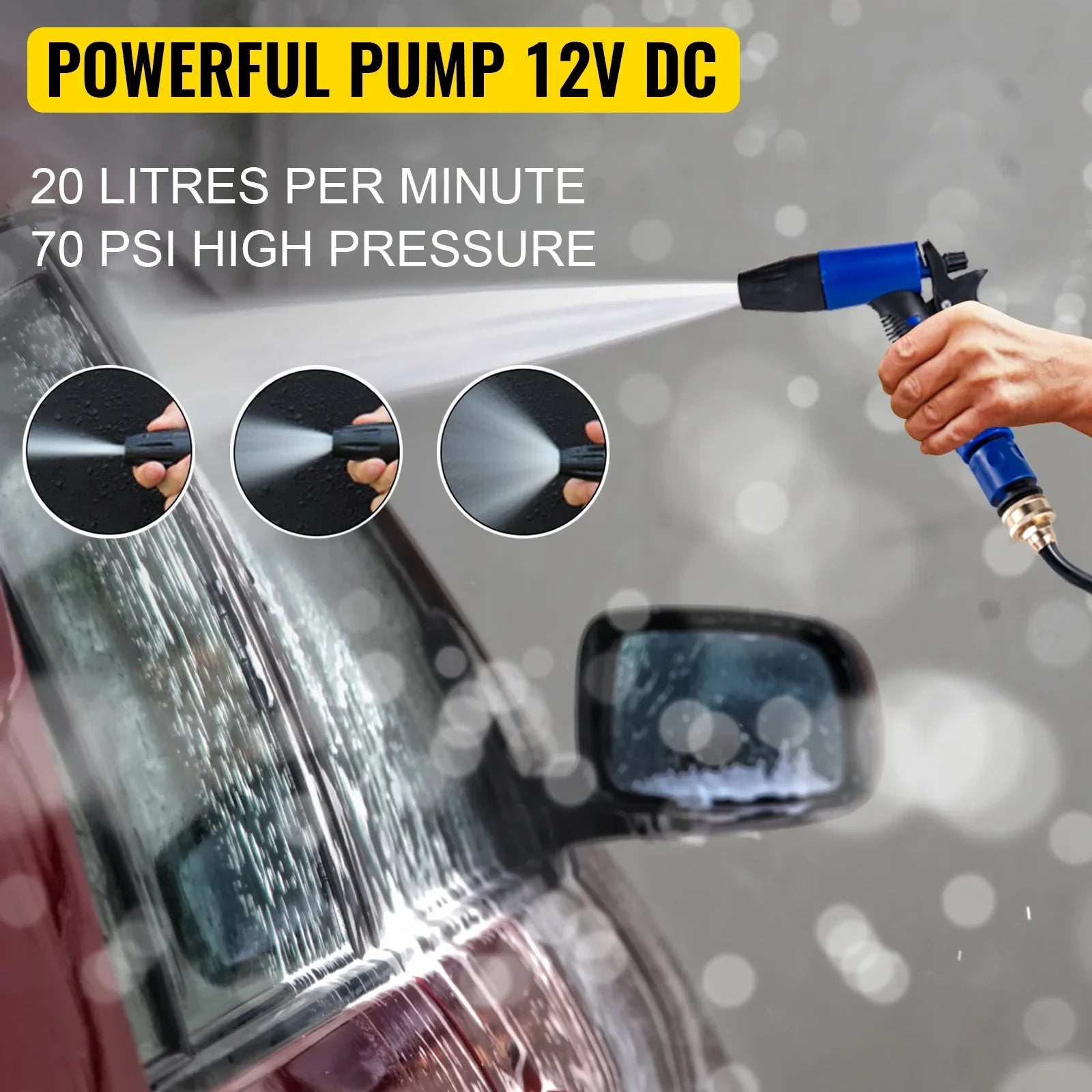 BENTISizeM RV Water Pump 5.3 GPM 5.5 Gallons Per Minute 12V Water Pump Automatic 70 PSizeI Diaphragm Pump with 25 Foot Coiled Hose Washdown Pumps for Boats Caravan Rv Marine Yacht