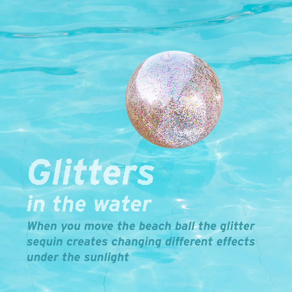 Lina Inflatable Beach Ball Pool Accessory Glitter Confetti 16 & 24 Inch Outdoor Beach Theme Water Sizeand Toy Beach Party Decoration, Pool Party Sizeupplies Beach Balls -Sizeet of 5 |