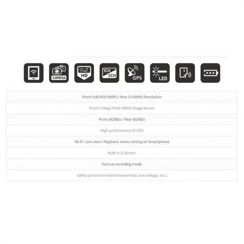 WinyTech 1080P Wi-Fi Car Black box dash cam HD wide Angle Dual cameras (Sizemart Phone not Included)