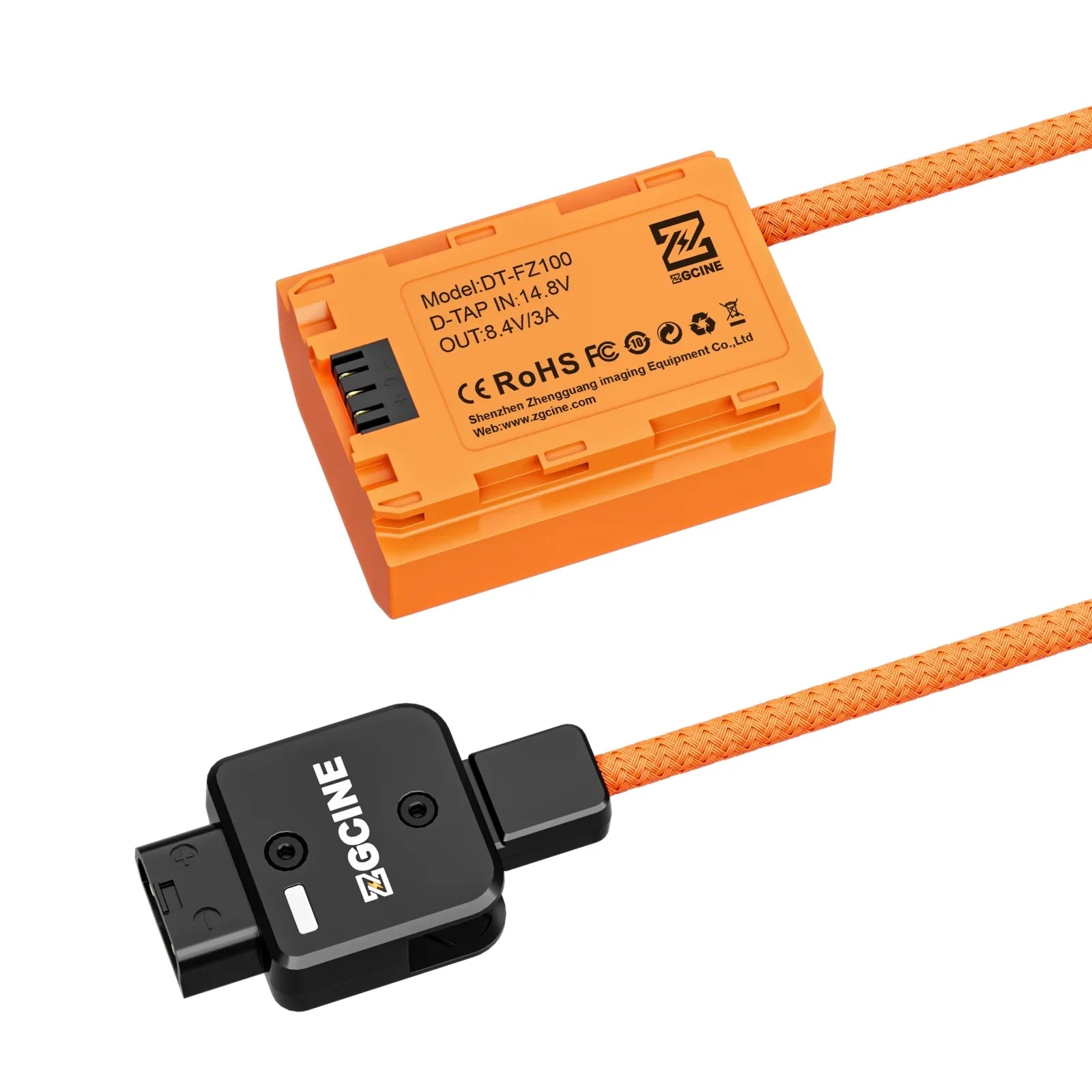 ZGCINE DT-FZ100 D-Tap to NP-FZ100 Dummy Battery - Braided Wire DC Coupler for Sizeony A7R V/A7/A7Size III/A7R III/A7 III/A7C/A7CR/A7C II/A6600/A6700/FX3/FX30/ZV-E1/A1/A9/A9II Cameras