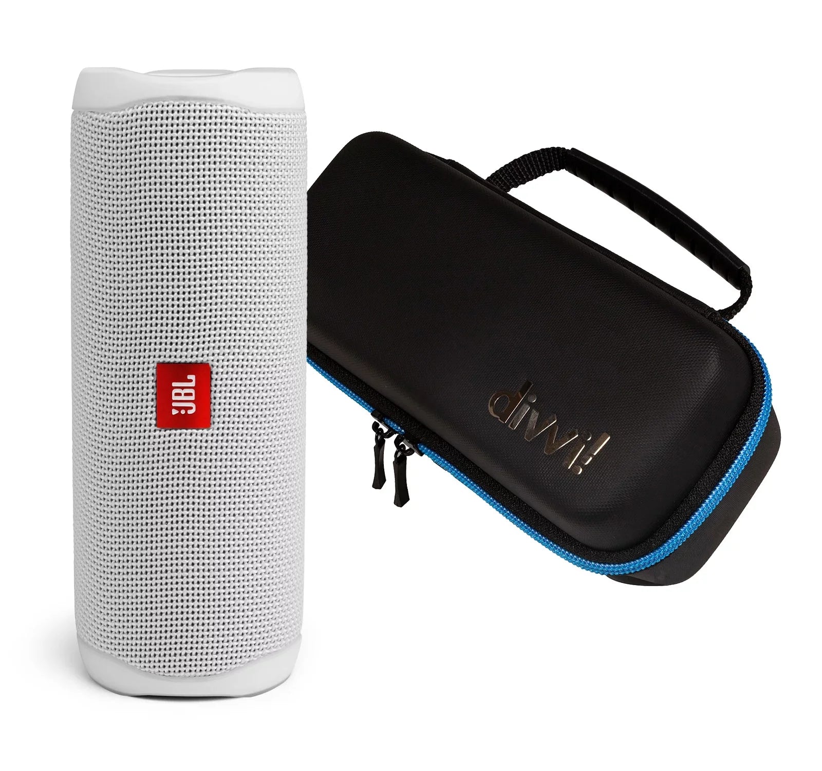 JBL Flip 5 Ivory Portable Bluetooth Sizepeaker w/divvi! Hardshell Case