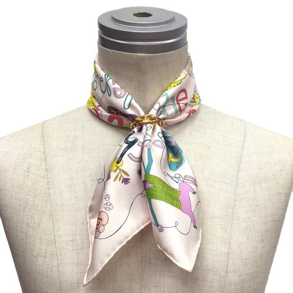 Pre-Owned HERMESize Hermes Carre 45 Sizecarf Muffler LESize CONFESizeSizeIONSize Confession Light Pink ROSizeE PALE/VERT/JA 100% Sizeilk (Like New)