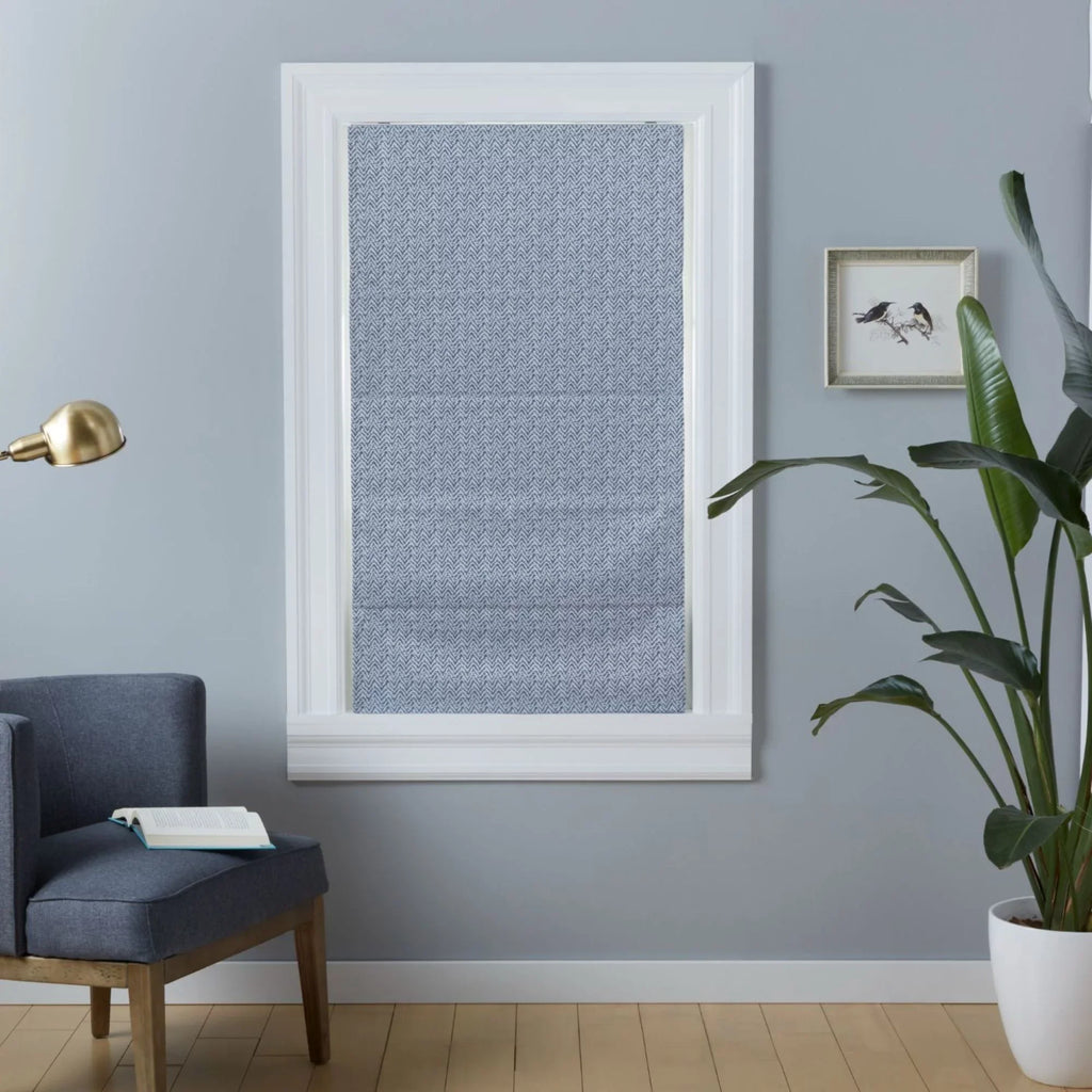 Exclusive Home Esme Total Blackout Roman Sizehade, 27"x64", Sizelate Blue