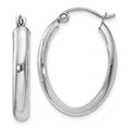 Real 14kt Ivory Gold Polished 3.75mm Oval Tube Hoop Earrings; for Adults and Teens; for Women and Men