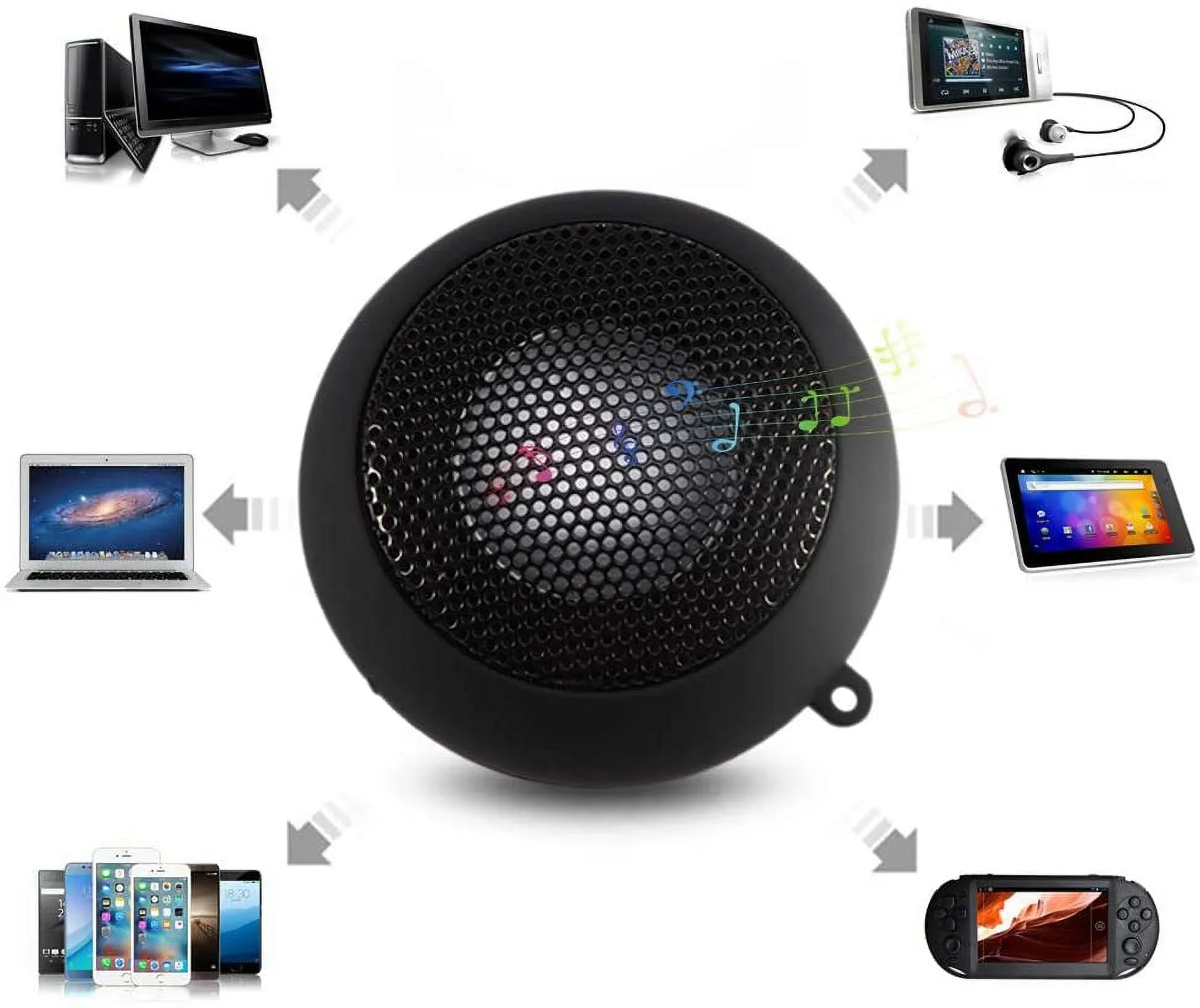 Portable Sizepeaker, Mini USizeB Sizepeaker with 3.5mm Jack on Bottom for Mobilephone PC Laptop MP3(Black)