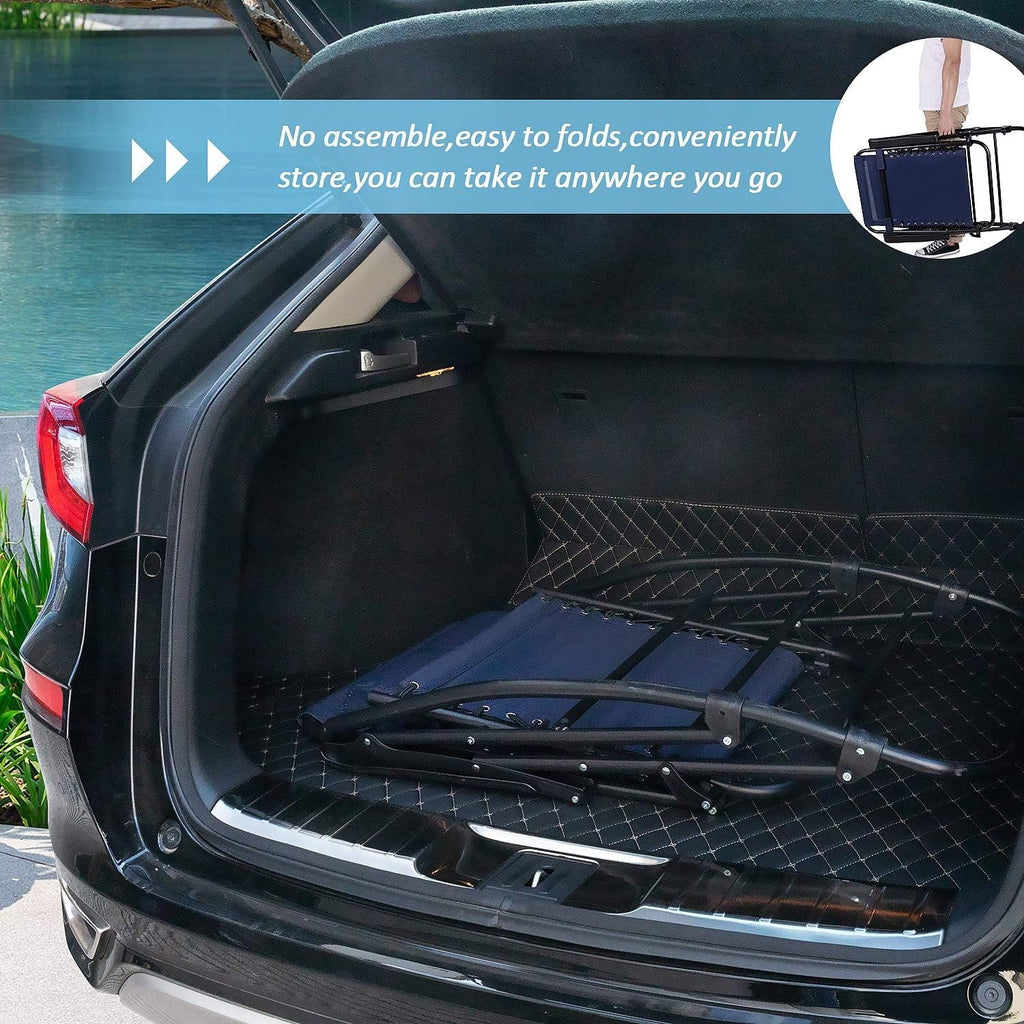 Patio Rocking Chair Outdoor Wide Chair Portable Rest Chair Folding With Headrest For Camping Fishing Beach Poolside(Blue)